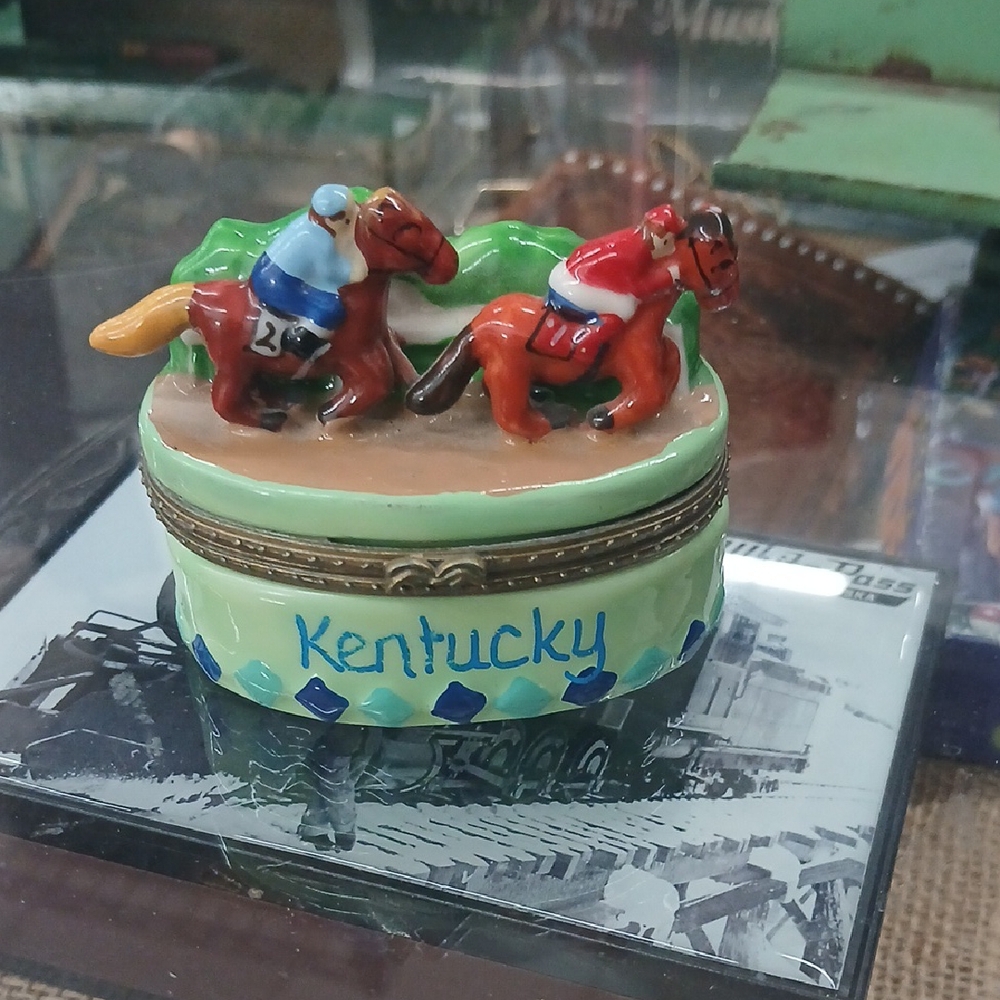 Source Unknown Kentucky Horse Trinket Box - Red, Blue, Green